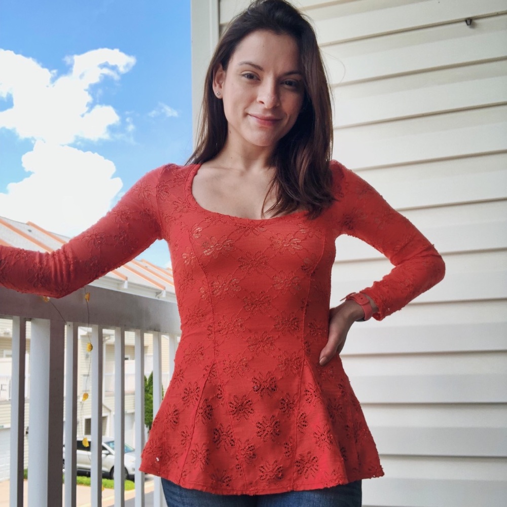 Free People Daisy Pointelle Peplum Top - Picture 3 of 14